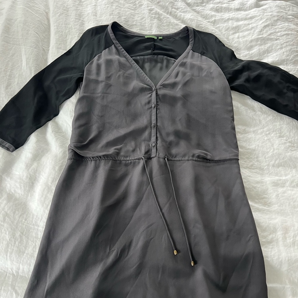 Black and Gray Long Sleeve Dress